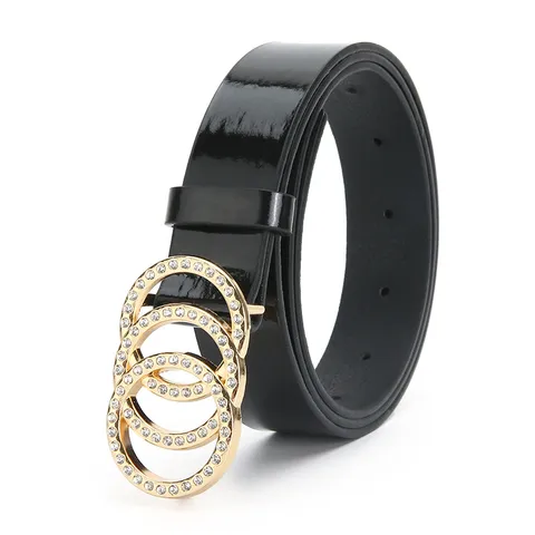Women Fashion Faux Leather Belt Alloy Rhinestone Pearl Buckle Casual Dress Jeans Waist Belt Accessory