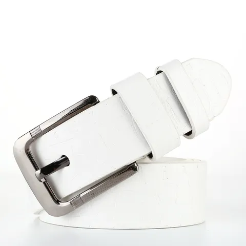 Men's Casual Faux Leather Belt Pin Buckle Embossed Design Adjustable Business Everyday Fashion Pants Belt