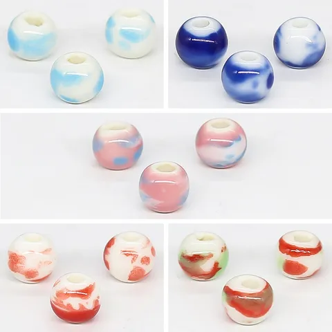 Jingdezhen Ceramic Beads 8mm Round Glazed Porcelain Beads For DIY Jewelry Making Bracelet Necklace Crafts