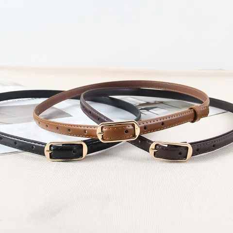 Women's Thin PU Leather Belt Minimalist Casual Metal Pin Buckle Waist Belt For Jeans Dresses Fashion Accessories