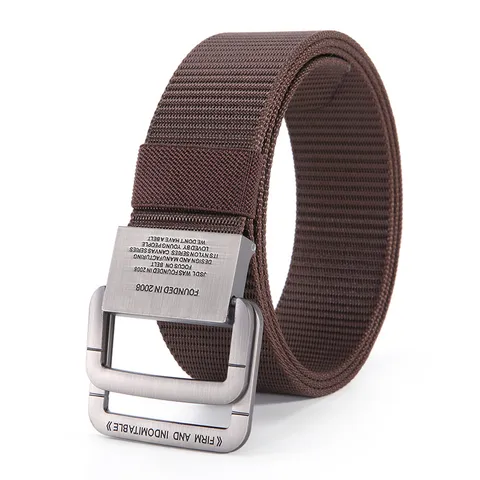 Unisex Casual Canvas Belt Adjustable Double Ring Buckle Nylon Webbing For Men Women Daily Outdoor Tactical Belt