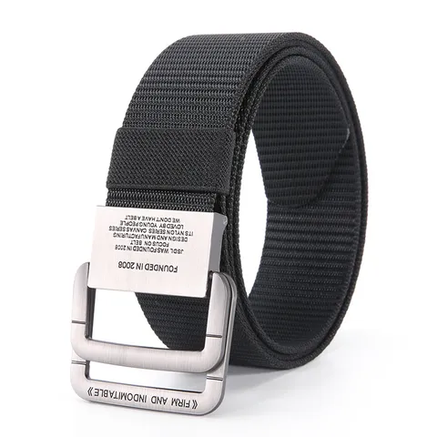 Unisex Casual Canvas Belt Adjustable Double Ring Buckle Nylon Webbing For Men Women Daily Outdoor Tactical Belt