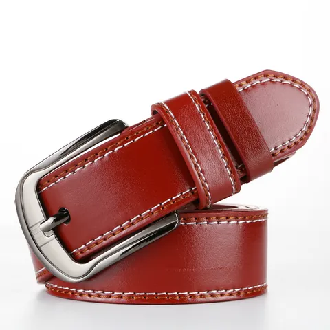 Men's Casual PU Leather Belt Pin Buckle Vintage Fashion Waistband With Contrast Stitching For Men Daily Wear