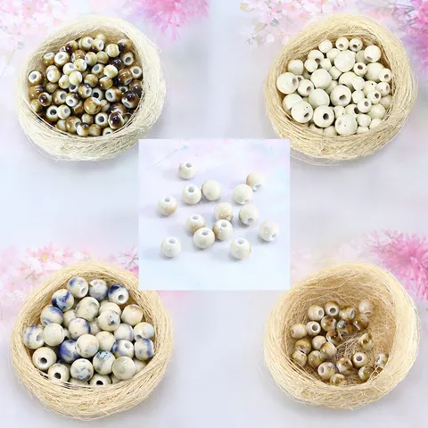 High Temperature Ceramic Loose Beads Round Colorful Glazed Beads For DIY Jewelry Making Bracelet Necklace Craft