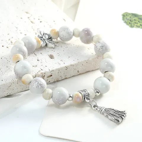 Jingdezhen Ceramic Beaded Bracelet New Chinese Style National Tide Handmade Woven Jewelry Gift for Women