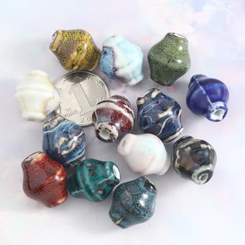 Vintage Jingdezhen Ceramic Beads Glazed Conch Shape Loose Beads For DIY Jewelry Making Necklace Craft Accessories