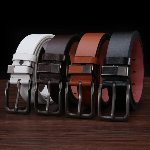 Mens Business Casual Leather Belt Minimalist Solid Color Pin Buckle PU Leather Belt For Jeans Men Daily Wear