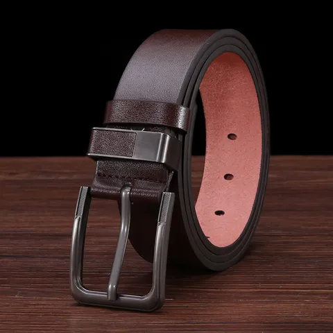 Mens Business Casual Leather Belt Minimalist Solid Color Pin Buckle PU Leather Belt For Jeans Men Daily Wear