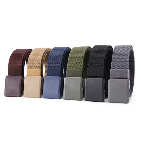 Men's Casual Tactical Nylon Belt Outdoor Student Military Training Canvas Belt Plastic Buckle Daily Wear