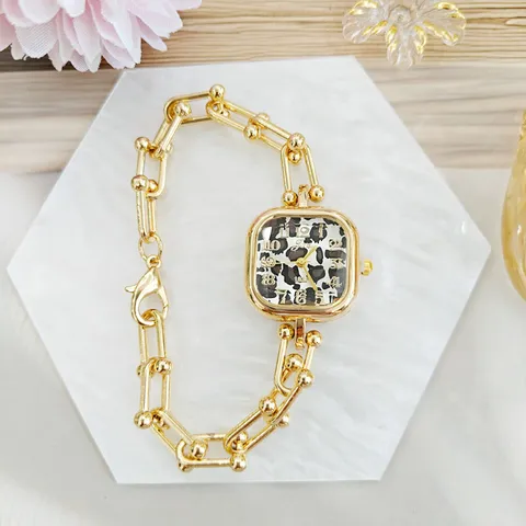 Luxury Square Women's Watch With Gold Alloy Chain Bracelet Strap Fashion Minimalist Quartz Wristwatch For Daily Banquet Party Jewelry