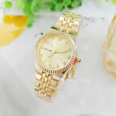 Modegeschäft Damen Legierung Quarz Uhr Minimalistisch Rundes Zifferblatt Klassisches Metallband Armbanduhr Geriffelte Lünette Lässige Büro Uhr Für Frauen