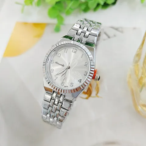 Modegeschäft Damen Legierung Quarz Uhr Minimalistisch Rundes Zifferblatt Klassisches Metallband Armbanduhr Geriffelte Lünette Lässige Büro Uhr Für Frauen