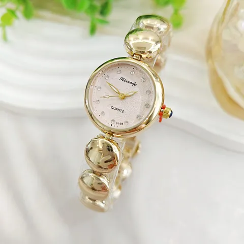 Vintage Elegant Legierung Strass Armbanduhr Für Damen Luxus Quarz Rundes Zifferblatt Metall Perlen Armbanduhr Elegante Schmuck Uhr
