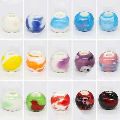 Ceramic Loose Beads Colorful Glaze DIY Jewelry Making Findings For Bracelet Necklace Handmade Craft Supplies