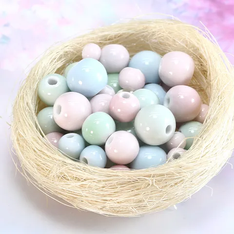 Ceramic Loose Beads Candy Color Round Spacer Beads For DIY Bracelet Necklace Handmade Jewelry Making Accessories