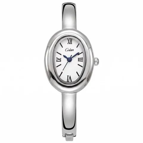 Damen Mode Armreif Uhr Elegant Oval Badewanne Form Gehäuse Römische Ziffern Quarz Uhr Metall Armband Handgelenk Schmuck
