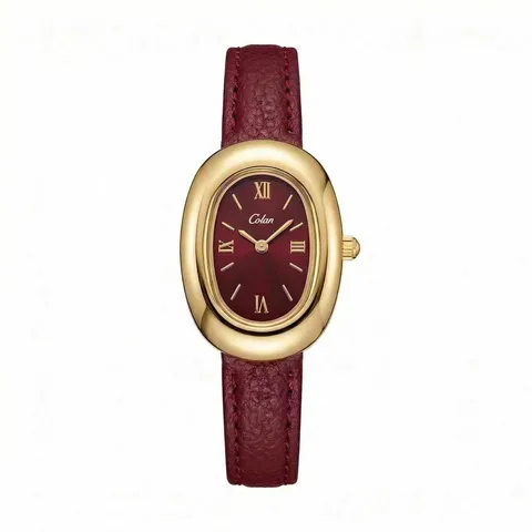 Elegante Orologio al Quarzo Ovale da Donna Moda Cinturino in Pelle PU Quadrante con Numeri Romani Orologio da Polso di Lusso Minimalista