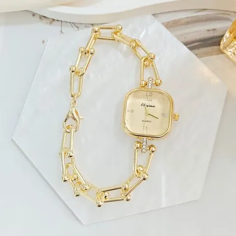 Mode Quadrat Strass Damen Uhr Luxus Legierung Kette Armband Uhr Quarz Analog Uhr Für Damen Party Schmuck