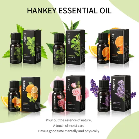 Hankey Natural Plant Extract Essential Oil Pure Aromatherapy Massage Face Body Skin Care Mint Tea Tree Lavender