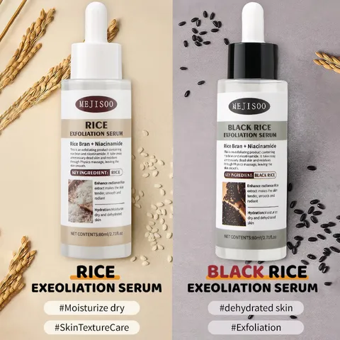 Facial Exfoliation Serum Rice and Black Rice Niacinamide Deep Cleansing Hydrating Brightening Face Skincare Liquid