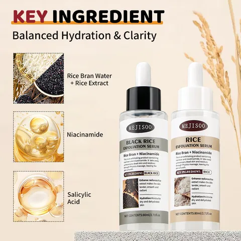 Facial Exfoliation Serum Rice and Black Rice Niacinamide Deep Cleansing Hydrating Brightening Face Skincare Liquid