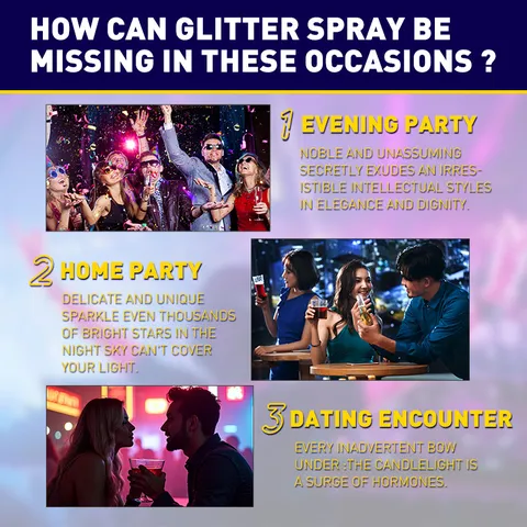Spray Glitter per Corpo e Viso Liquido Illuminante Brillante per Trucco da Festa e Festival