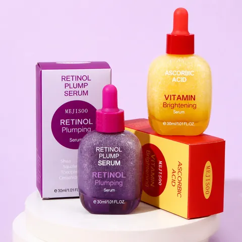 Bakuchiol And Vitamin C Face Serum Anti Aging Brightening Hydrating Facial Skincare Liquid Essence