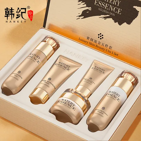 Luxury Gold Five Piece Hydrating Moisturizing Oil Control Facial Skincare Set Whitening Nourishing Cosmetic Kit