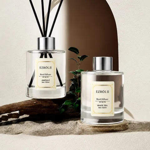 White Tea Aromatherapy Essential Oil Reed Diffuser Long Lasting Home Fragrance Air Freshener Glass Bottle Indoor Room Decor