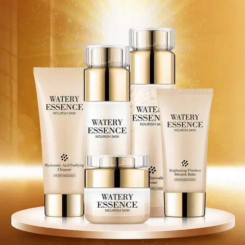Luxury Gold Five Piece Hydrating Moisturizing Oil Control Facial Skincare Set Whitening Nourishing Cosmetic Kit