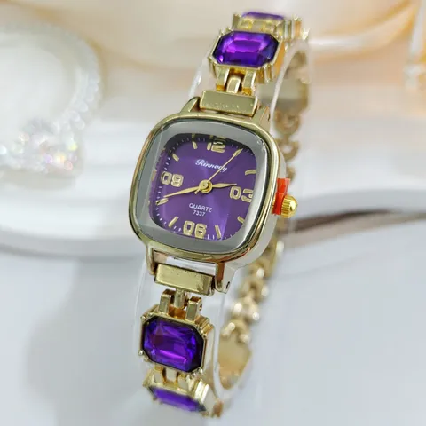 Damen Mode Strass Armband Quarz Uhr Quadratisches Zifferblatt Edelstein Eingelegte Legierung Damen Handkette Uhr Luxus Elegante Armbanduhr
