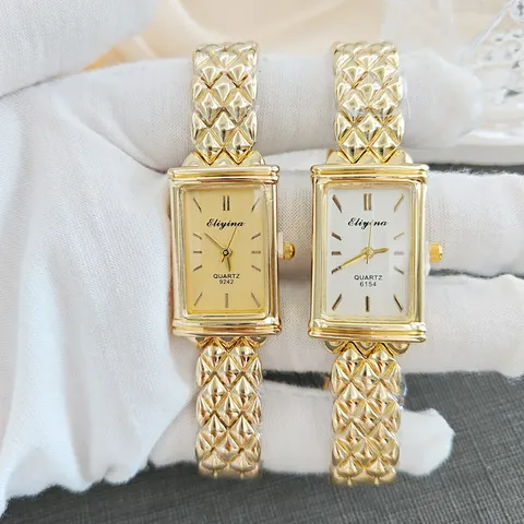 Elegante Rechteckige Quarzuhr Für Damen Vintage Legierung Armbanduhr Geometrisch Texturierte Modische Uhr Geschenk