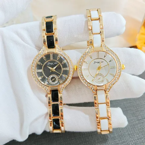 Luxury Alloy Rhinestone Women Watch Fashion Elegant Ladies Bracelet Wristwatch Color Block Analog Quartz Watch For School Daily Elegant Timepiece