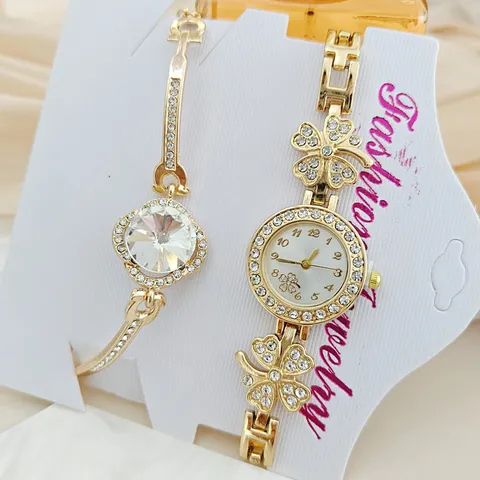 Mode Legierung Strass Damen Uhr Armband Set Luxus Analog Quarzuhr Passendes Kette Armband Für Frauen Täglichen Party Schmuck Geschenk