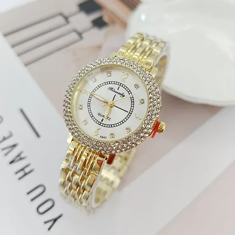 Luxus Legierung Voll Strass Damen Uhr Mode Elegant Kette Quarz Armbanduhr Funkelnd Dekorativ Armbanduhr Für Dame Bankett Geschenk