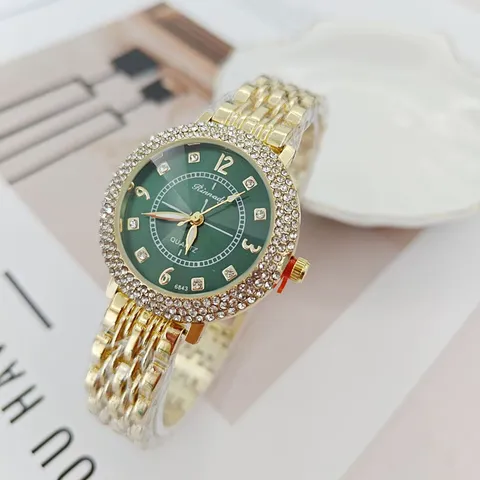 Luxus Legierung Voll Strass Damen Uhr Mode Elegant Kette Quarz Armbanduhr Funkelnd Dekorativ Armbanduhr Für Dame Bankett Geschenk