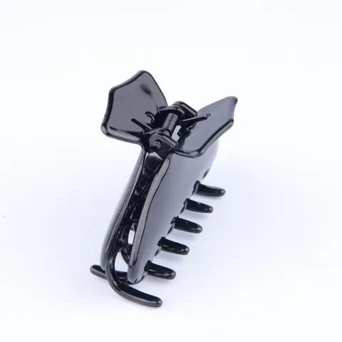 Glossy Black Plastic Hair Claw Clip Large Shark Hair Catch Korean Style Hair Accessories For Women Daily Styling