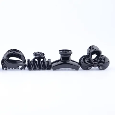 Minimalist Black Plastic Hair Claw Clip Elegant Bow Floral Design Shark Clip Sweet Daily Hair Accessories For Women