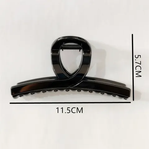 Minimalist Glossy Black Hair Claw Clip For Women Geometric Large Hair Catch Retro Elegant Hair Accessories Styling Tool