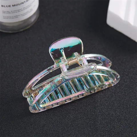 Women's Iridescent Transparent Plastic Hair Claw Korean Style Fashion Hair Accessories Daily Styling Hair Jaw Clip