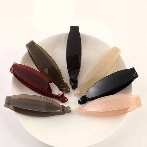 Minimalist Jelly Resin Banana Hair Clip Solid Color Hair Claw Vintage Hair Styling Accessories For Women