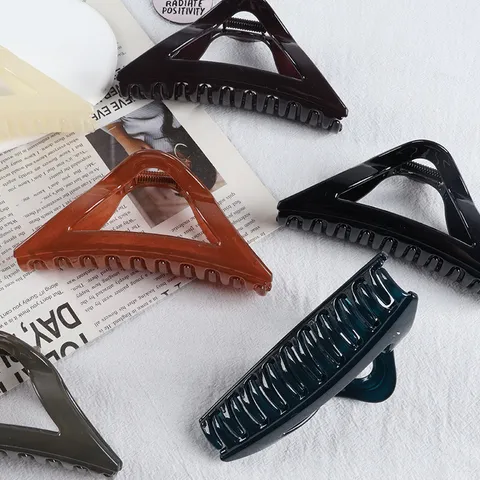 Minimalist Plastic Hair Claw Large Triangular Glossy Hair Clip Ponytail Holder Hair Styling Accessories For Women