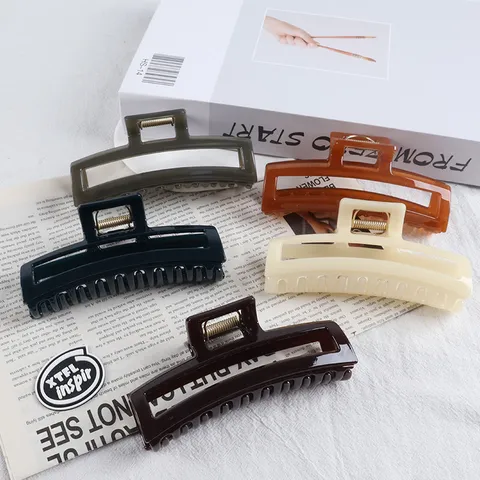Minimalist Hollow Rectangular Hair Claw Clip Fashion Geometric Plastic Hair Accessories For Women Daily Styling