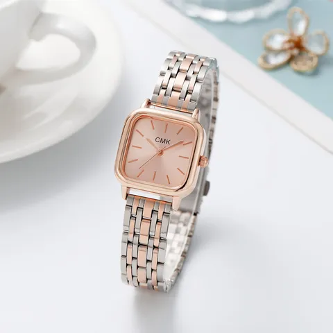 Reloj de Cuarzo Cuadrado de Moda para Mujer Minimalista Elegante con Correa de Aleación de Acero Espejo de Vidrio Revestido Regalo Elegante