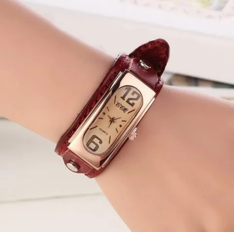 Retro Rechteckige Quarzuhr Damen Herren Echtes Leder Breites Armband Vintage Mode Lässige Armbanduhr Paare Zeitmesser