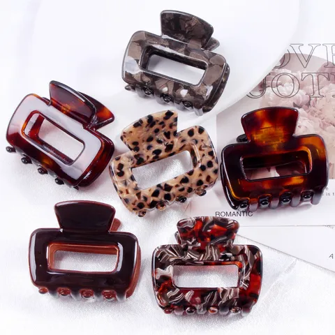 Pinze per Capelli in Acetato per Donna Minimalista Geometrico Tartarugato Leopardato Retro Accessori per lo Styling dei Capelli