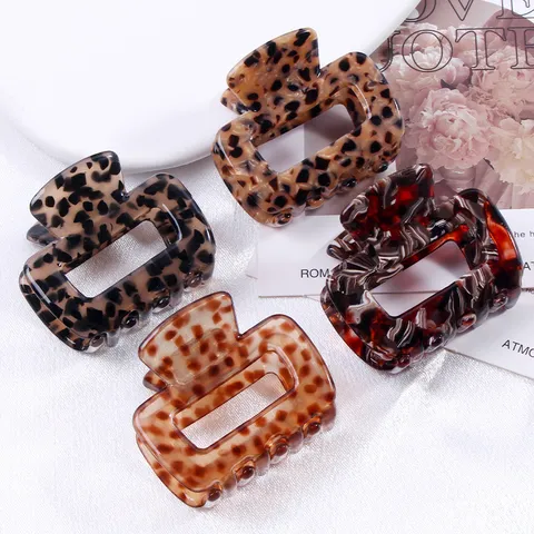 Pinze per Capelli in Acetato per Donna Minimalista Geometrico Tartarugato Leopardato Retro Accessori per lo Styling dei Capelli
