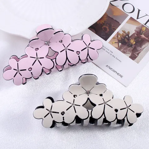 Pinza de Pelo de Acrílico con Forma de Flor Elegante Adorno de Strass Diseño de Estrella Horquilla Linda Dulce Antideslizante Grande para Mujeres Adolescentes