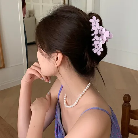 Pinza de Pelo de Acrílico con Forma de Flor Elegante Adorno de Strass Diseño de Estrella Horquilla Linda Dulce Antideslizante Grande para Mujeres Adolescentes