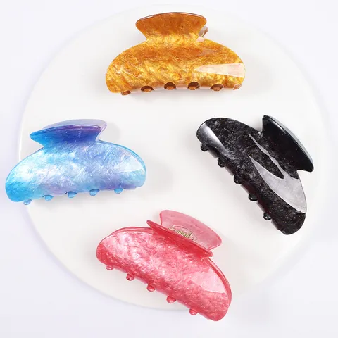 Fermaglio a Pinza per Capelli in Acrilico Stile Coreano per Donna Texture Cielo Stellato Glitter Motivo Marmoreo Orecchini